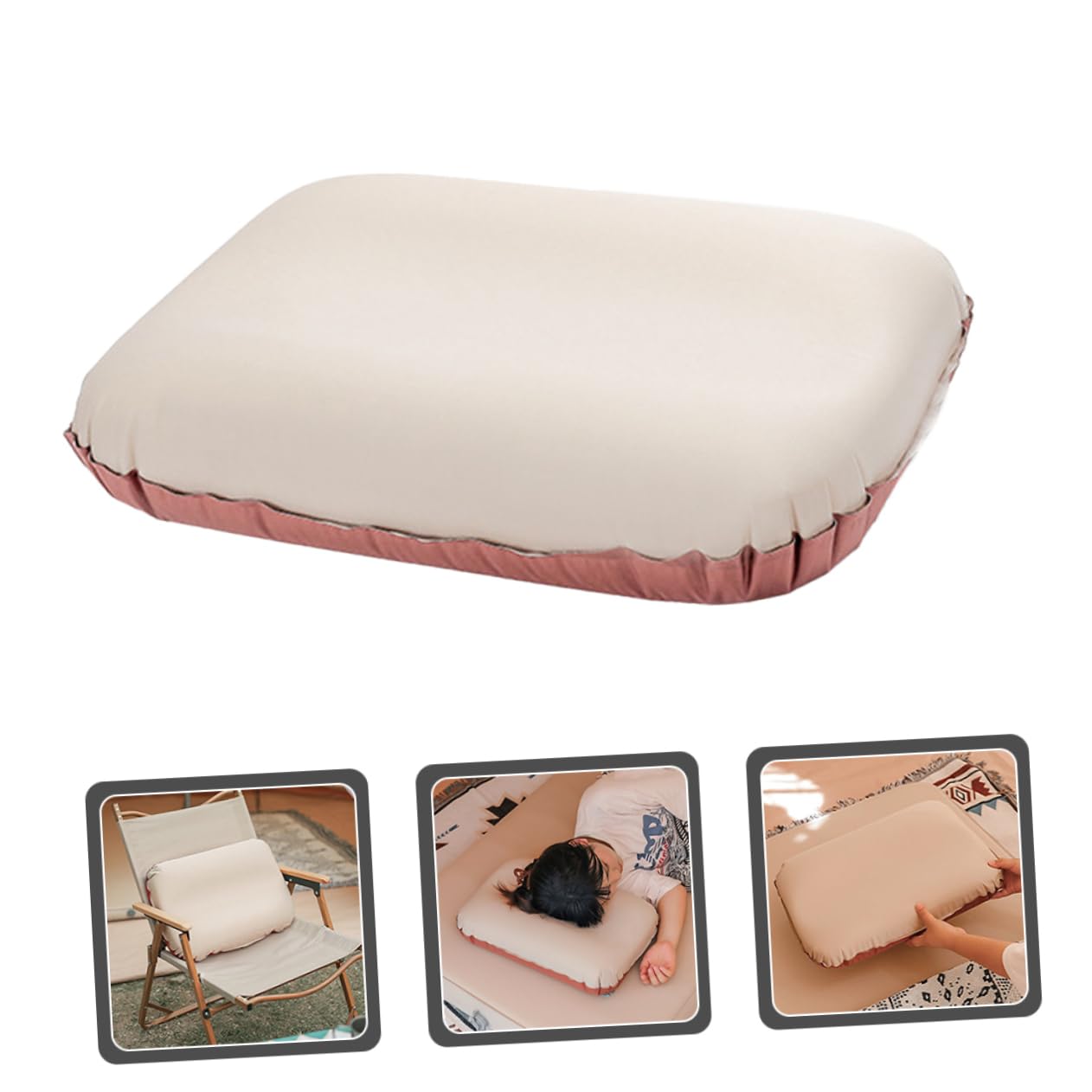 Almohada De Viaje Portátil Inflable para Dormir Acampar Ergonómica Práctica