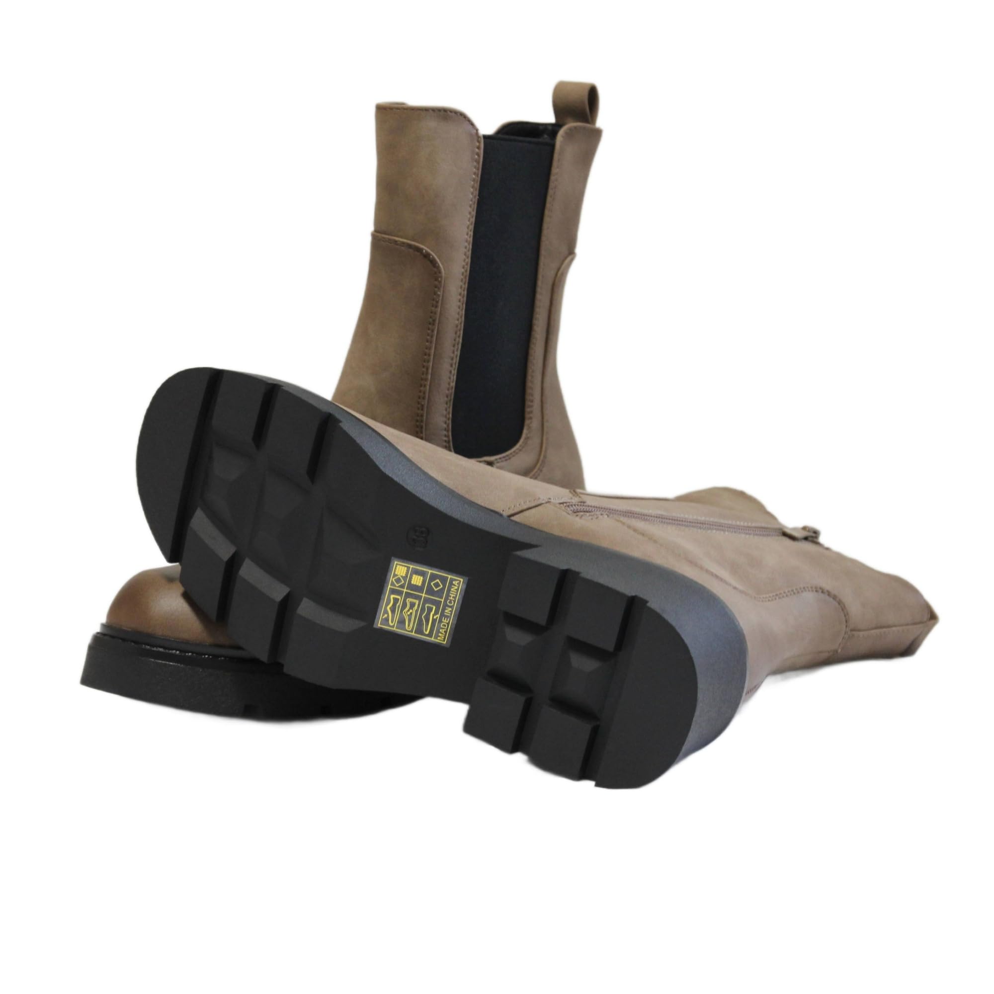 irisaa Chelsea Botas de tacón de bloque para mujer, botas de invierno