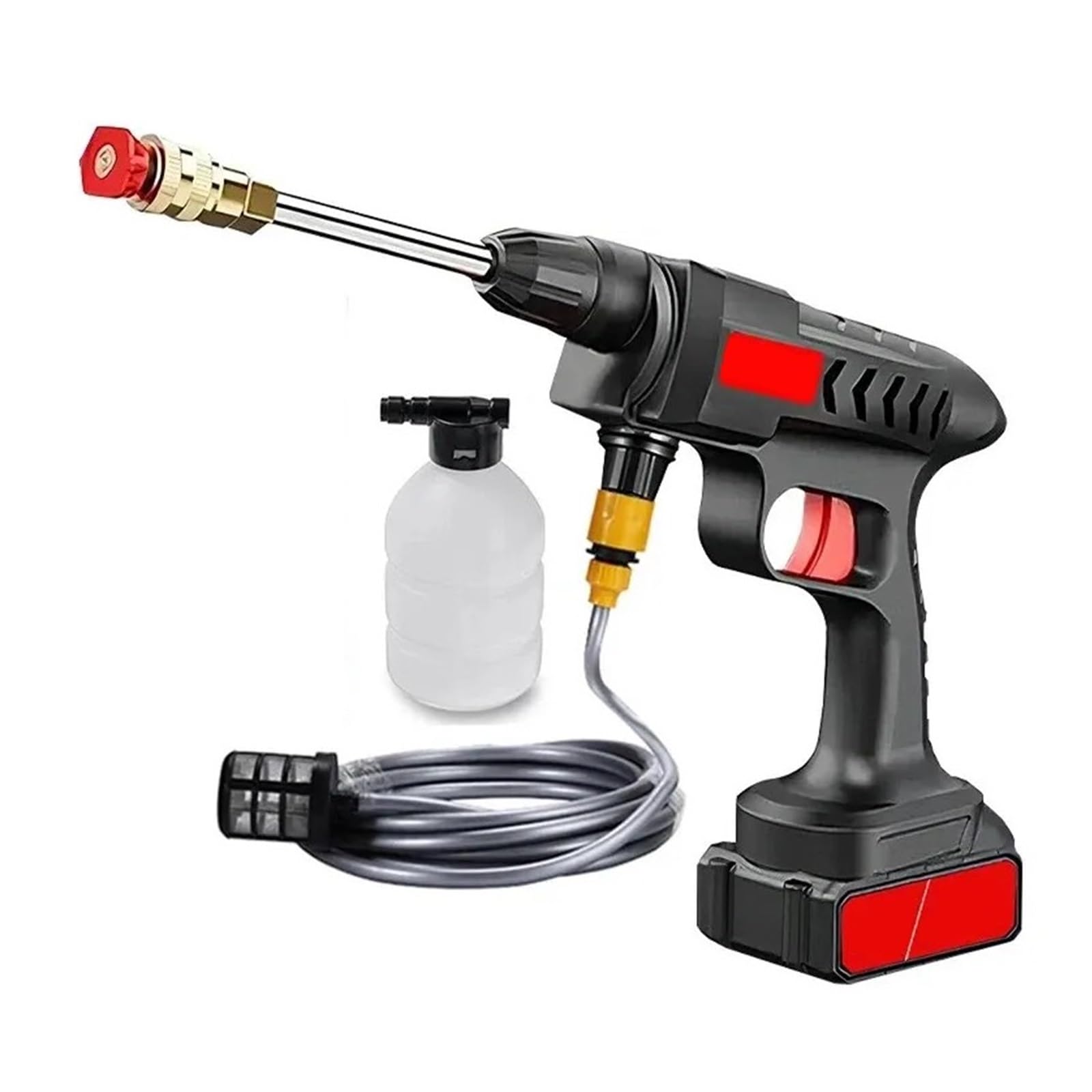 Pistolet d'arrosage avec embout multi-jets, Buse de pulvérisation nettoyeur haute pression sans fil for lavage voiture, 60 bars, for la maison et le jardin