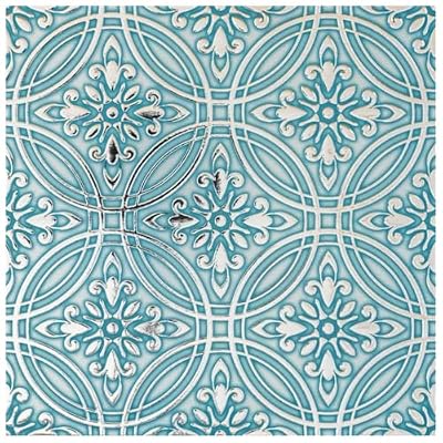 Main Street – 24-Pack of 8 x8 Peel and Stick Backsplash Wallpaper Tiles – Teal Painted Silver Design – Removable Self Adhesive Wall Tile for Kitchen, Renter-Friendly for Your Home and DIY Projects