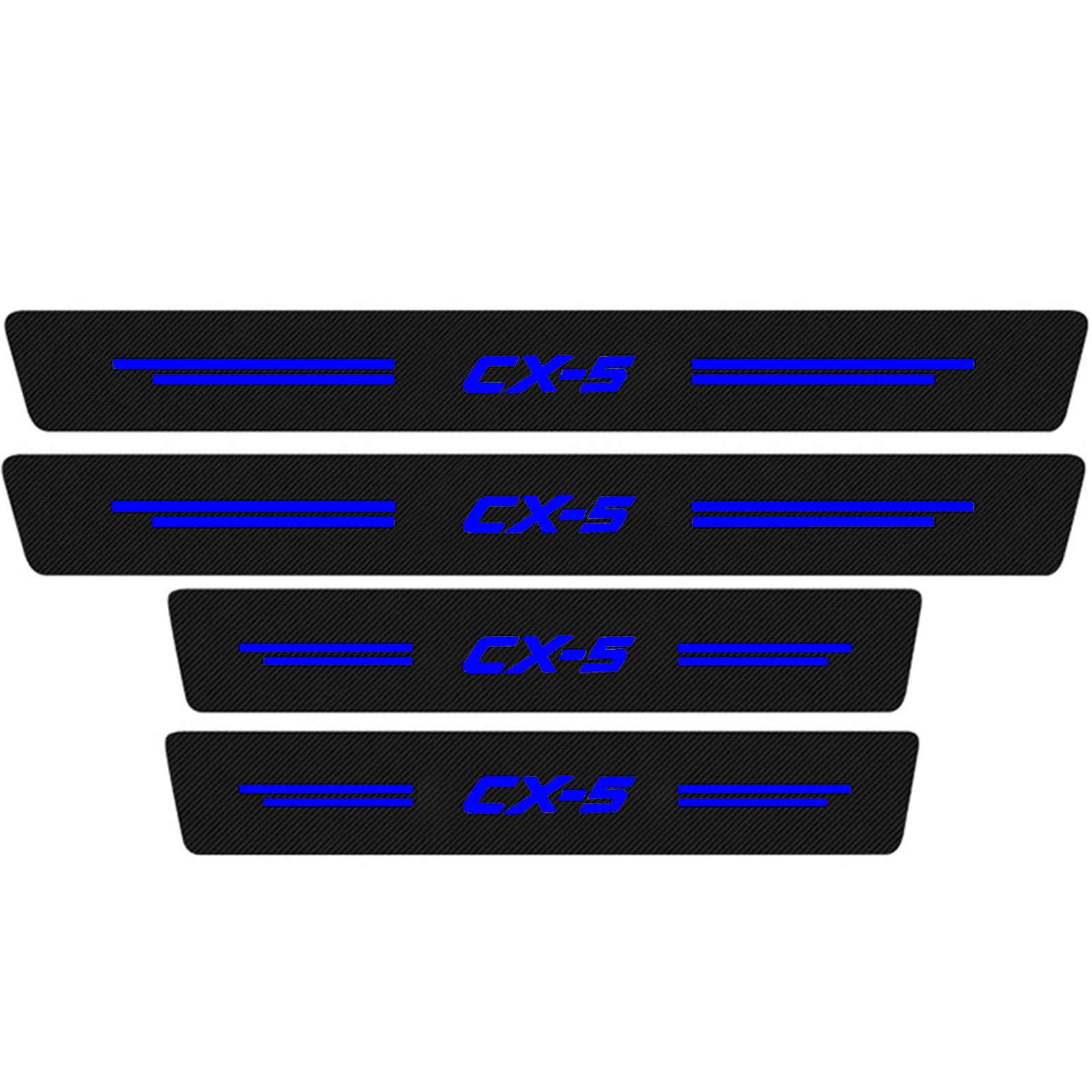 KAFMZEP 4Pcs Car Door Sill Protectors for Mazda CX5 CX 5 CX-5, Carbon Fiber Anti Scratch Scuff Plate Guards Wrap Film Auto Entry Step Cover Decoration Accessories,Blue