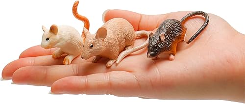 Miniatura 4 de Hiawbon Figura de ratón con queso figura de ratón de plástico figura de rata modelo realista de queso pequeño para cumpleaños Navidad aniversario