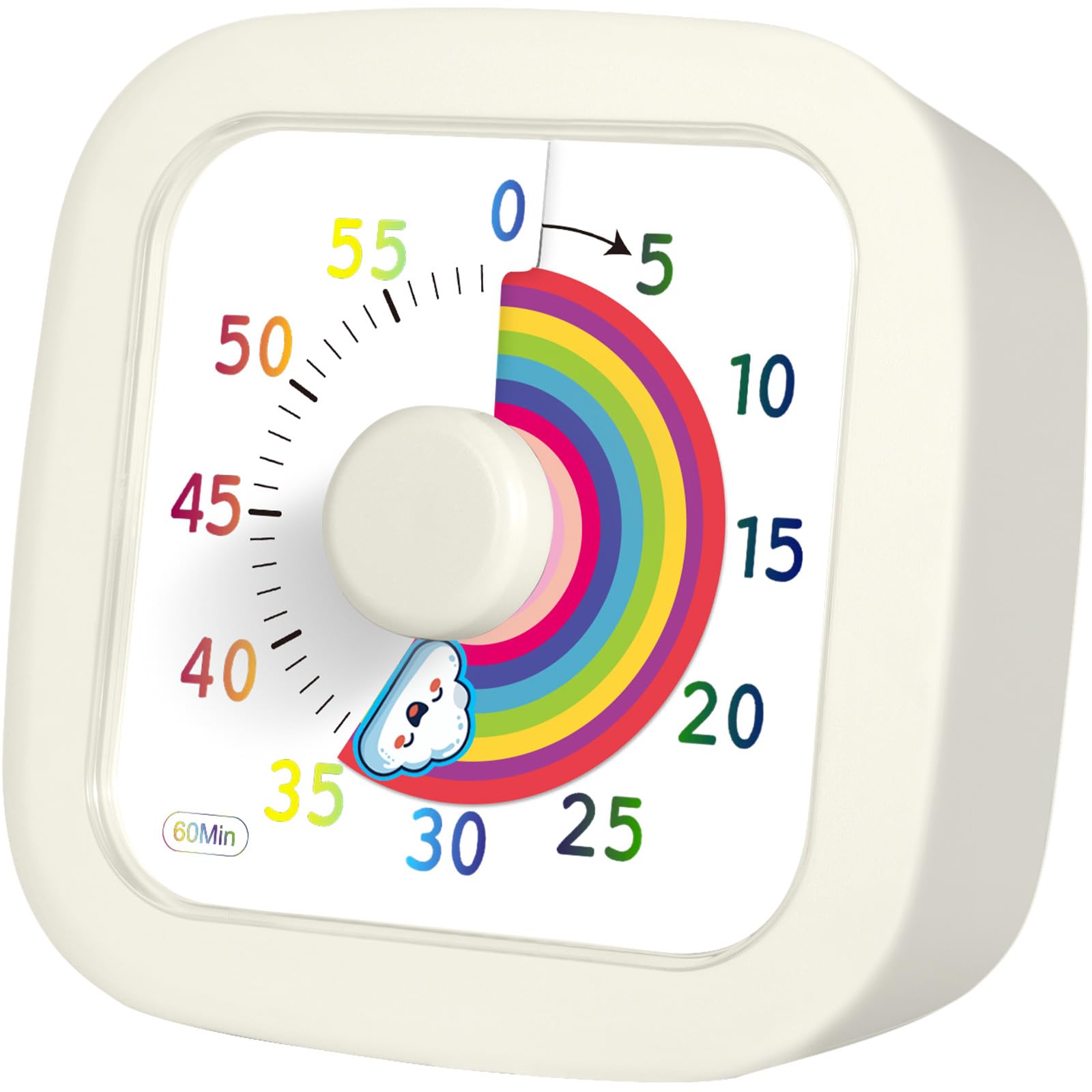 ZLPBAO Timer Vsivo Bambini, Rainbow Timer Visivo da 60 Minuti Conto alla Rovescia Silenzioso di Gestione
