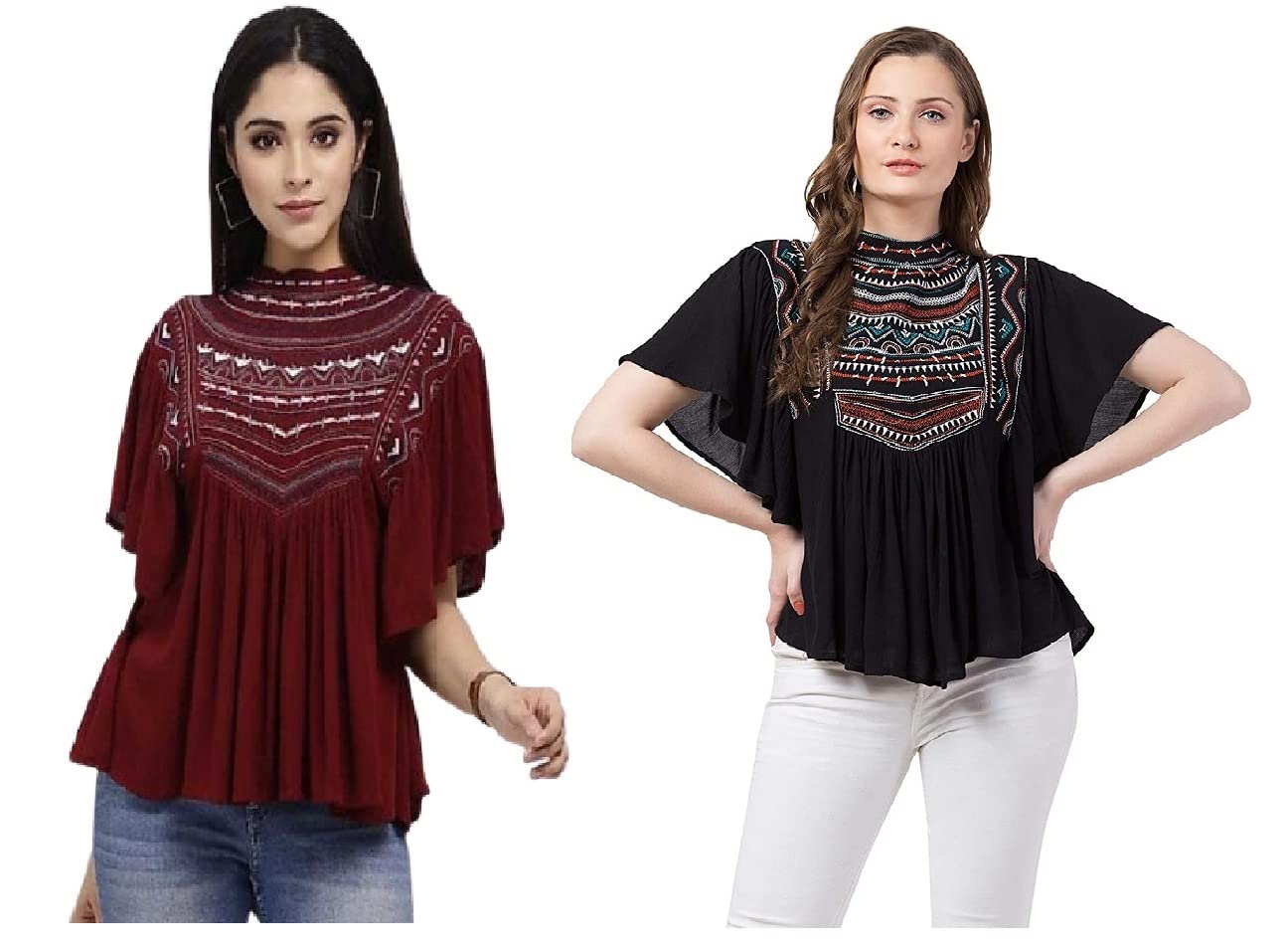 Women's Trendy Kaftan Style Loose Fit Top- Multicolor-Combo Pack of 2-picture-38