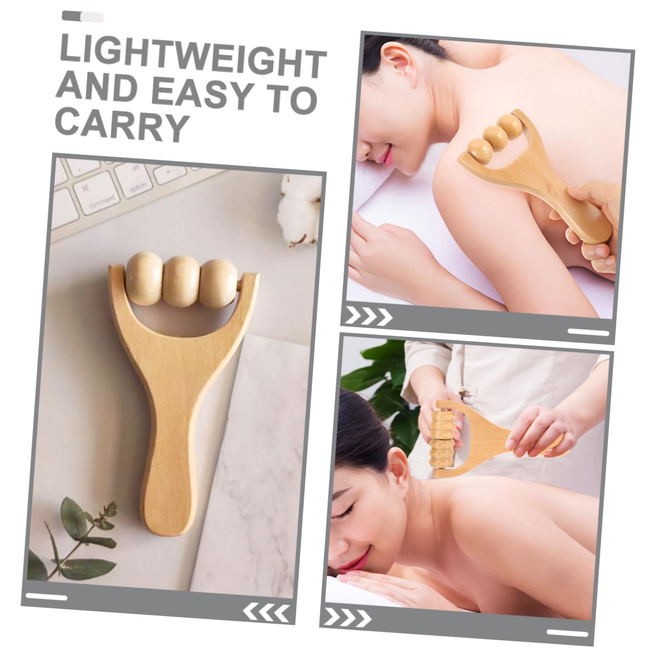 FRCOLOR 4-Piece Hand Massage Tool Kit Ergonomic Wooden Roller for Shoulder Neck Back Acupoint Stimulation Massager for Daily Use