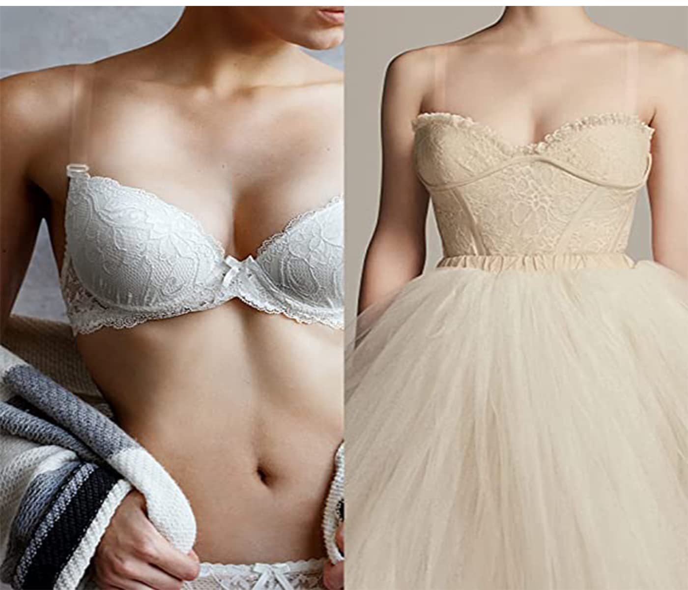 Prasacco 6 cinghie di ricambio regolabili per reggiseno, cinghie elastiche per reggiseno, cinghie rimovibili per lingerie e abiti senza spalline, 3 colori, Misto, Taglia unica