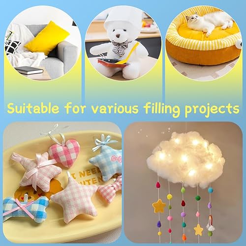 Miniatura 7 de Kogyxe Relleno de algodón de 7.06 onzas, relleno de algodón natural para animales de peluche, relleno de almohada suave para animales de ganchillo,