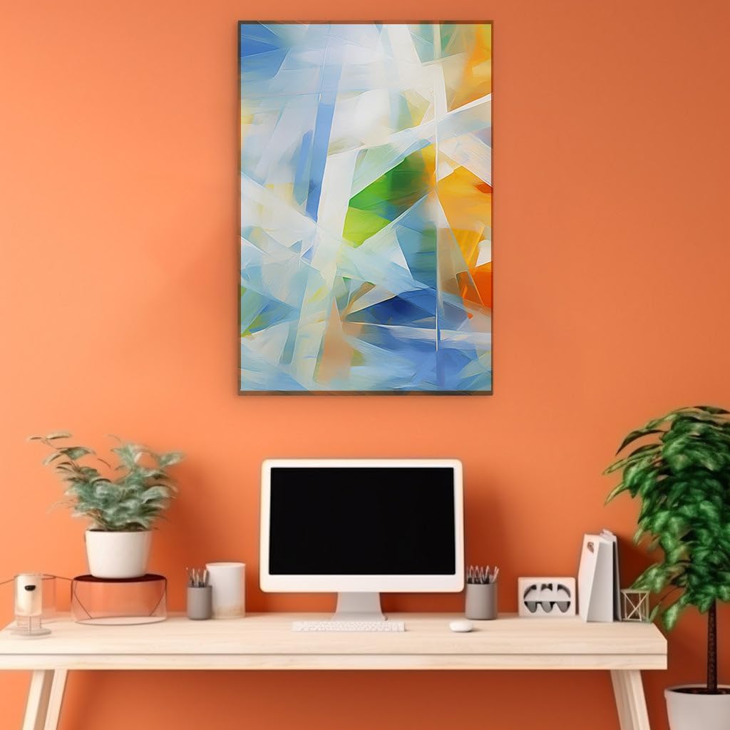 Canvas for Living room. Exploring the Vibrant Dance of Color and Shape in Abstract Digital Artistry, 27 x 18 inch Canvas Wall Art - Ready to Hang - 69x46 cm (27x18 inch)