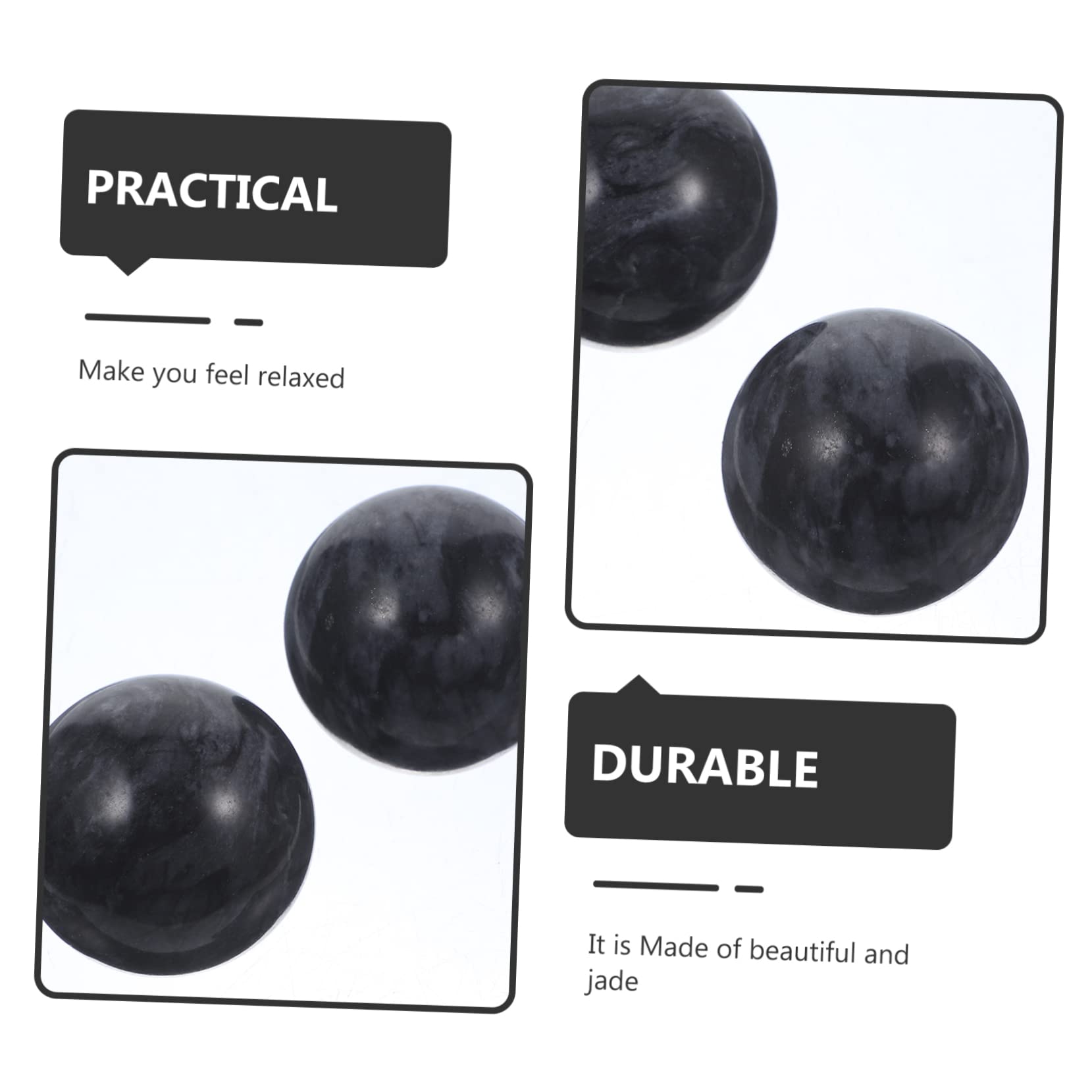 Beavorty 2 Pcs Jade Balls for Hand Exercise Baoding Balls Relief Jade Ball Hand Massage Ball Random Color