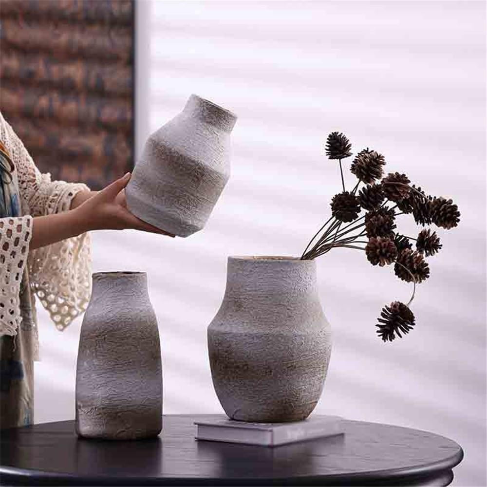 Vaso Di Fiori Composizione di vasi in ceramica for soggiorno, ufficio, composizione floreale irregolare, fiori secchi/decorazione