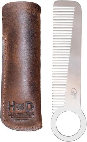 Hide & Drink, Estuche de peine rústico (peine no incluido), funda protectora, funda elegante, cuidado personal, accesorios de peluquería, cuero de