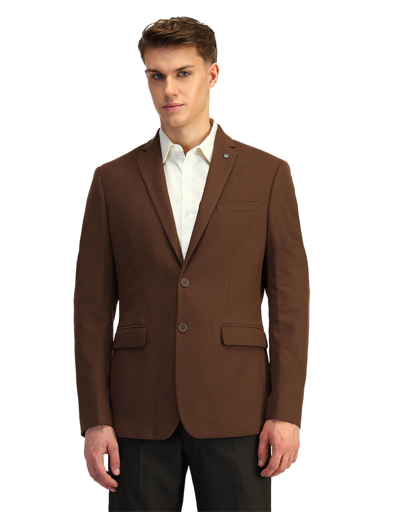 Men's Classic Slim Single Breasted Blazer (ARAIBZ5044_Brown