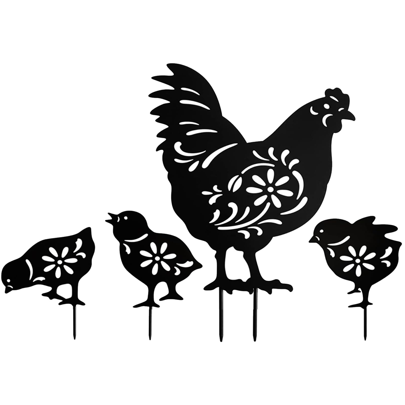 YWLUUOO 4Pcs Artistic Hen Chick Stake Garden Decoration Acrylic Animal Sculpture for Patio Lawns Landscape Ornament Gifts Acrylic Chicken Garden Art Set