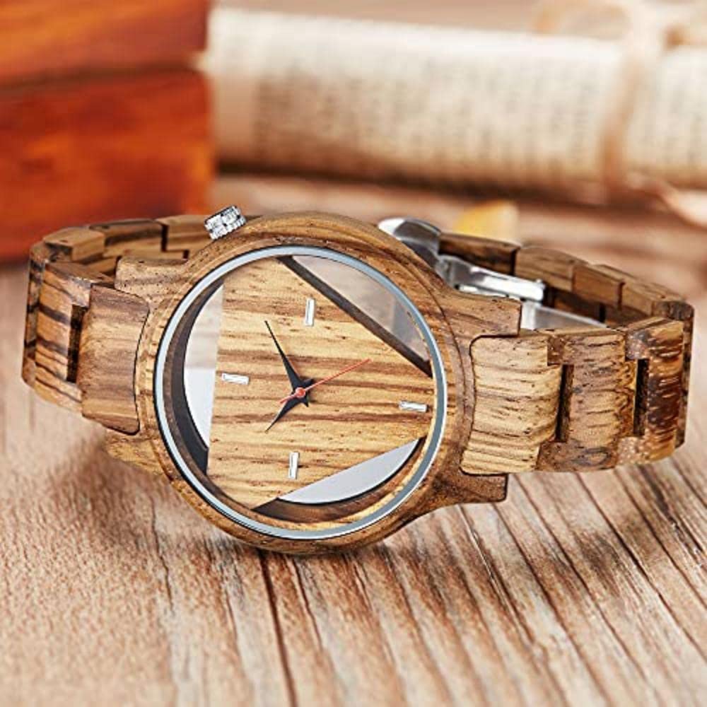 Tiong Reloj Madera Hombre Natural De Madera del Reloj Cuarzo Japonés Relojes Único Texturas Reloj de Madera Colorido Unisex…