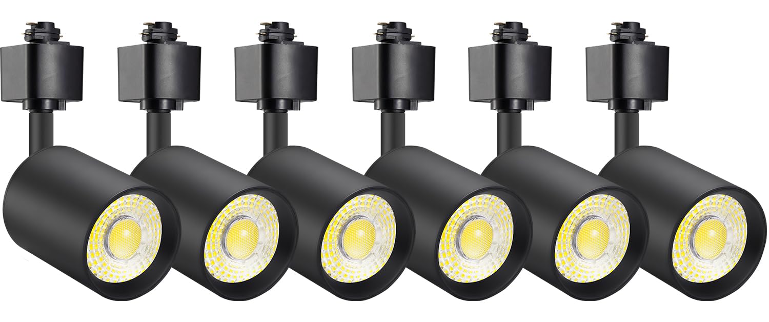 VANoopee 6 Pack 10W Dimmable LED Track Lighting Heads H Type Track Light Replacement Fixtures Bright 3000K Warm White Ceiling Spotlight for Accent Task Art, Flicker Free CRI90+ 24° 800lm Black