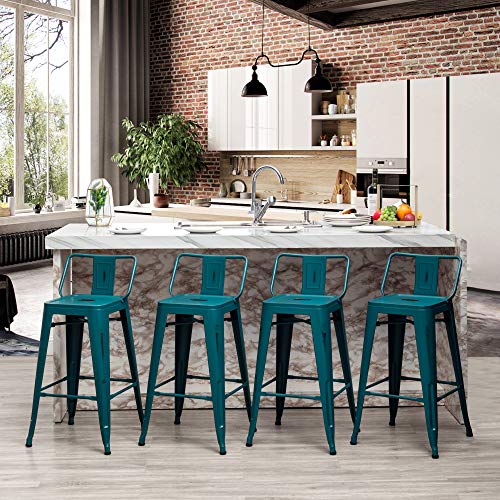 Buy Yongchuang 26" Metal Bar Stools Set of 4 Industrial Counter Height