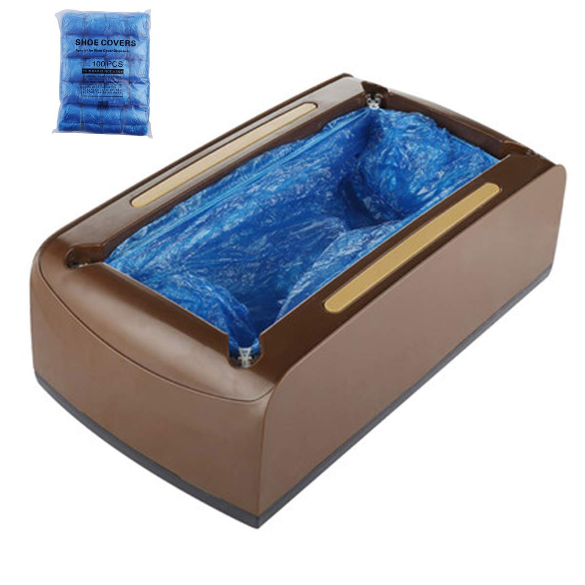 Distributore automatico di copriscarpe con 100 copriscarpe perfetto per casa, negozio e ufficio, oro (marrone)