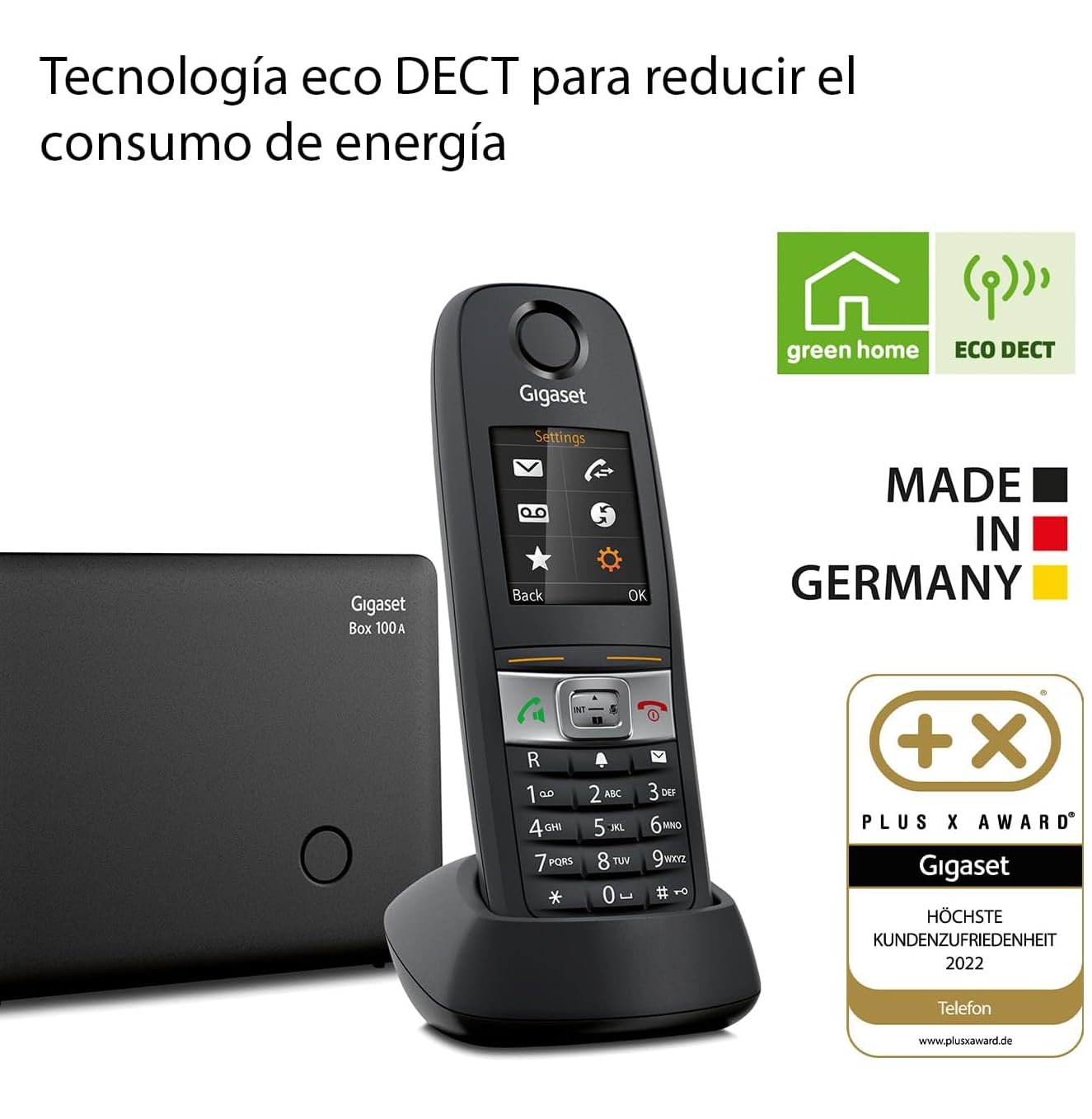 Gigaset E630 - Teléfono DECT Inalámbrico para conexión a una base DECT existente - Resistente al gua y al polvo (IP65), Negro [Versión Española]