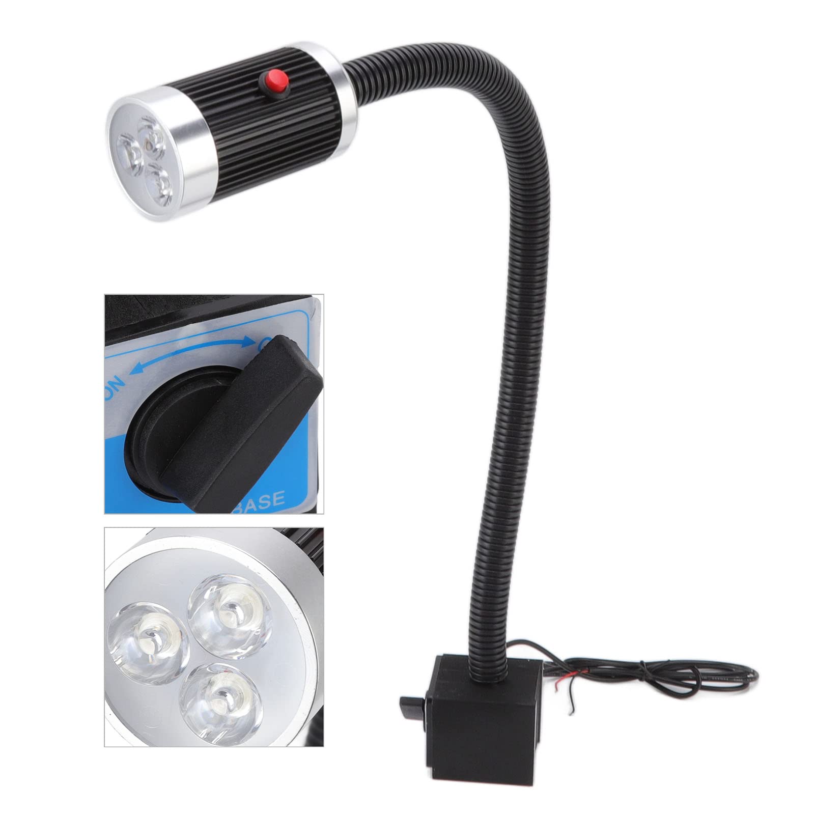 Naroote Magnetyczna Robocza LED, 9W 24V Aluminiowa, Elastyczna na Gęsiej Szyi z regulowaną szyjką 360 Stopni i mocną podstawą magnetyczną, Idealna do Warsztatu Tokarki CNC i Wiertarki