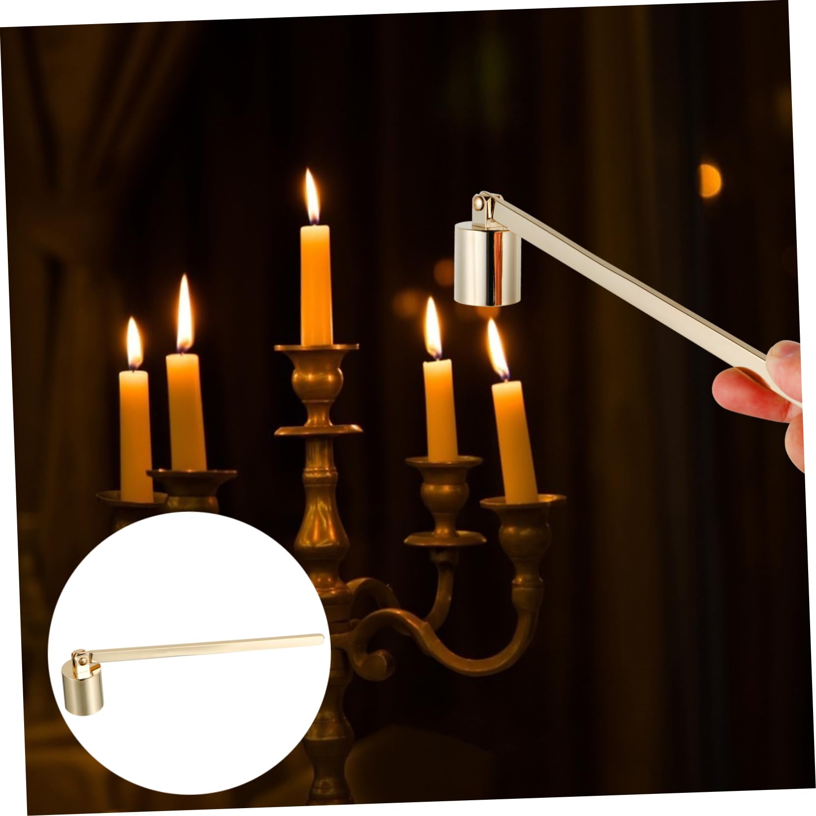 HOODANCOS Long Handle Candle Cover Extinguisher Professional Wick Snuffer for Easy Wax Removal