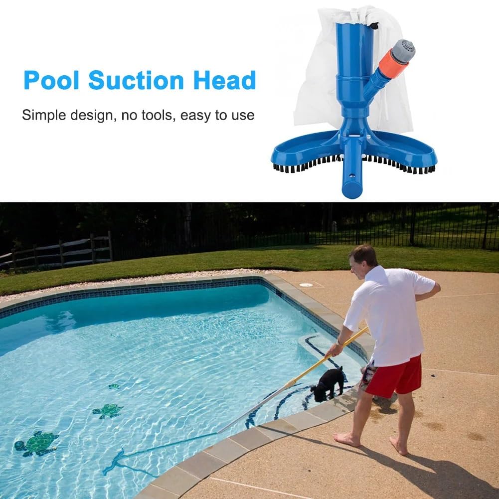 Kit per La Manutenzione delle Piscine Aspirapolvere Portatile per laghetti, pulitore subacqueo con Sacchetto a Spazzola, Strumento di Pulizia Professionale per Piscine(Cleaning Brush)