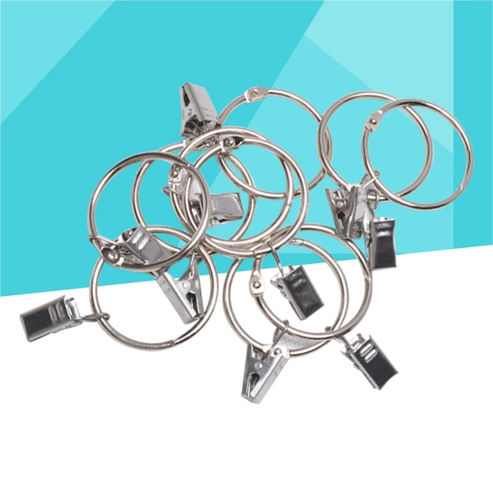 Anneaux de rideaux, Anneaux de rideau avec clips, 160 pièces, crochet suspension ouvert en acier inoxydable 38mm