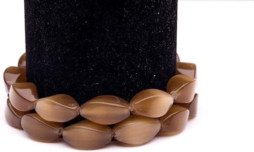 Granos de ojo de gato ámbar retorcidos granos de vidrio de fibra óptica ovalados de 0.591 in