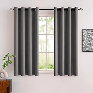 MIULEE Room Darkening Curtains Thermal Insulated Black Out Drapes Solid Window Treatment Grommet Light Blocking Blackout Curtain for Living Room Bedroom 2 Panels Set 52 x 54 inch Length Grey