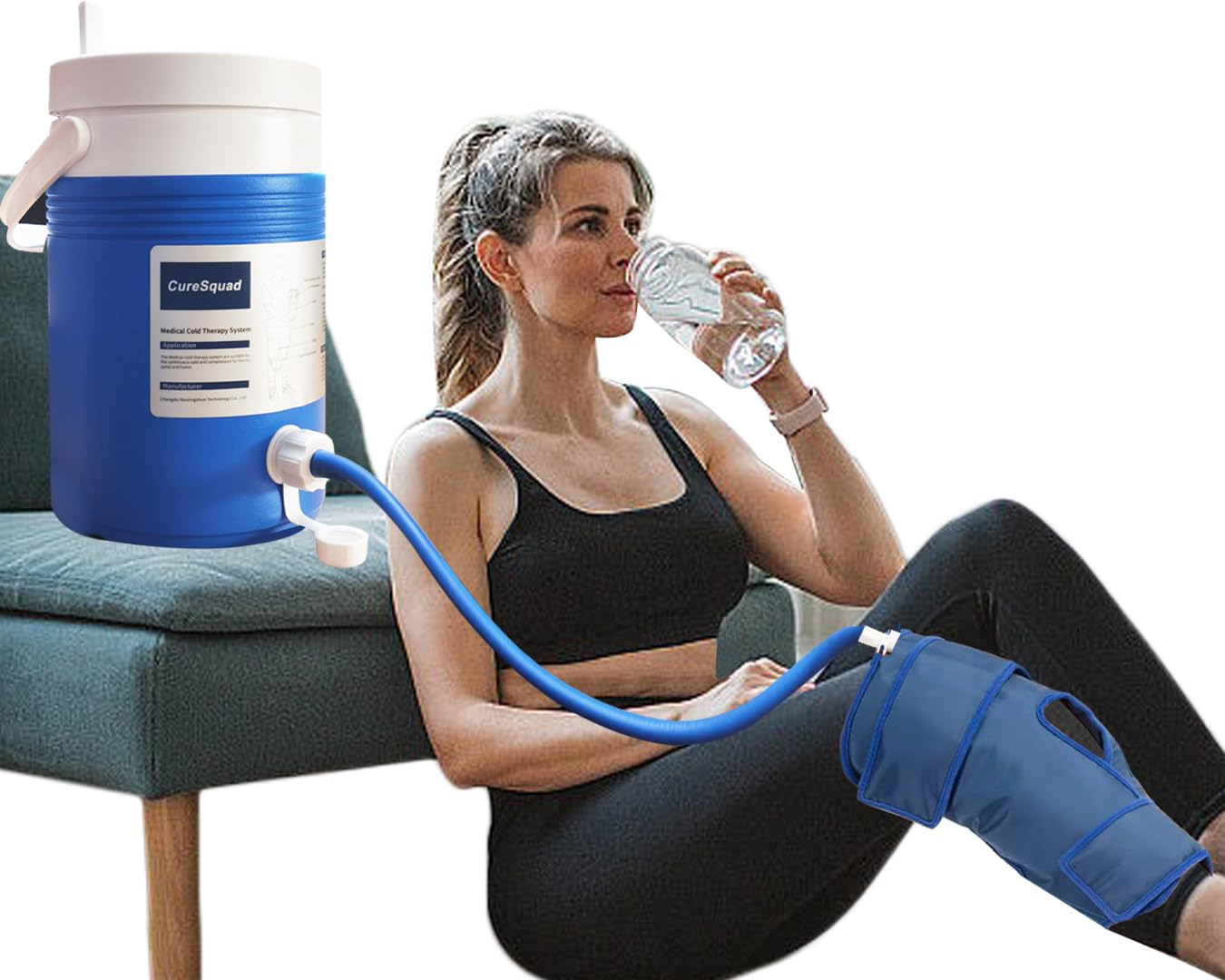 CureSquad Knee Ice Machine, Cold Therapy Machine with Cryo Cuff Knee, Ice Machine for Knee Surgery, Strong Cryotherapy Pain Relief Treatment for Post-Surgery Care, ACL, MCL, Swelling, Sprains, etc.