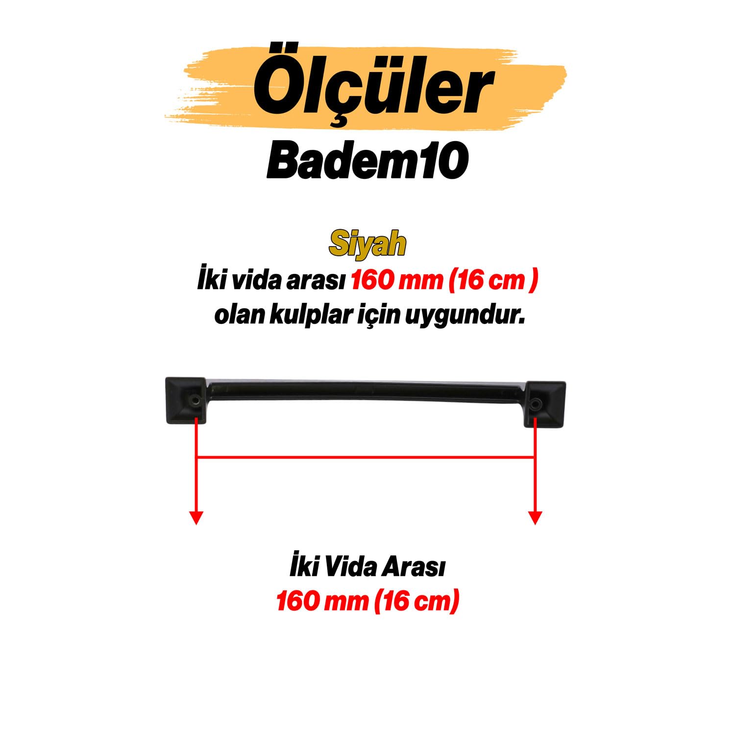 Pelikan Metal Siyah 160 mm Mobilya Mutfak Çekmece Dolap Kapak Kulp Kulpu Kulbu Kulpları