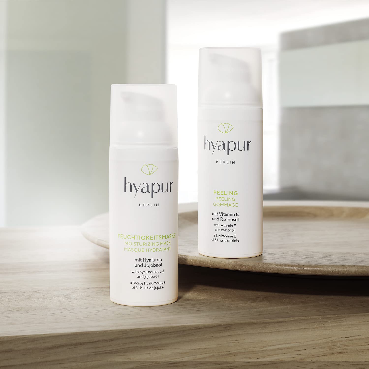 hyapur® - Peeling GREEN 50 ml – delikatny peeling z naturalnym ekologicznym olejem – do pielęgnacji przeciw starzeniu z ekologicznym wegańskim kosmetykiem z Berlina