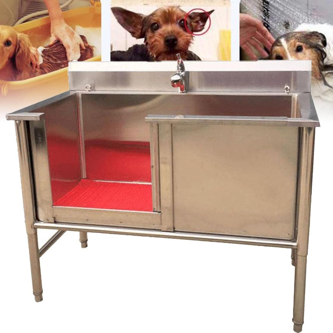 Vasca da Bagno per Cani, Vasca in Acciaio Inossidabile Stazione di Lavaggio per Cani, Vasca per Toelettatura per Cani,80cm/31in