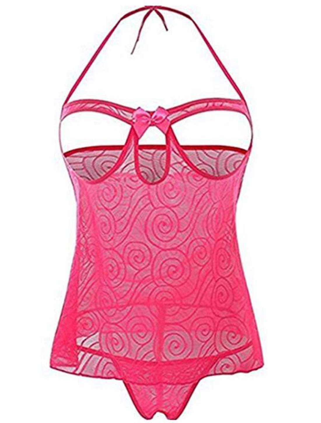 Women Lingerie Sets Lace Babydoll Chemises Nightwear (XX-Large (fits Like US 18-20), Pink(Fulfilled by Amazon))