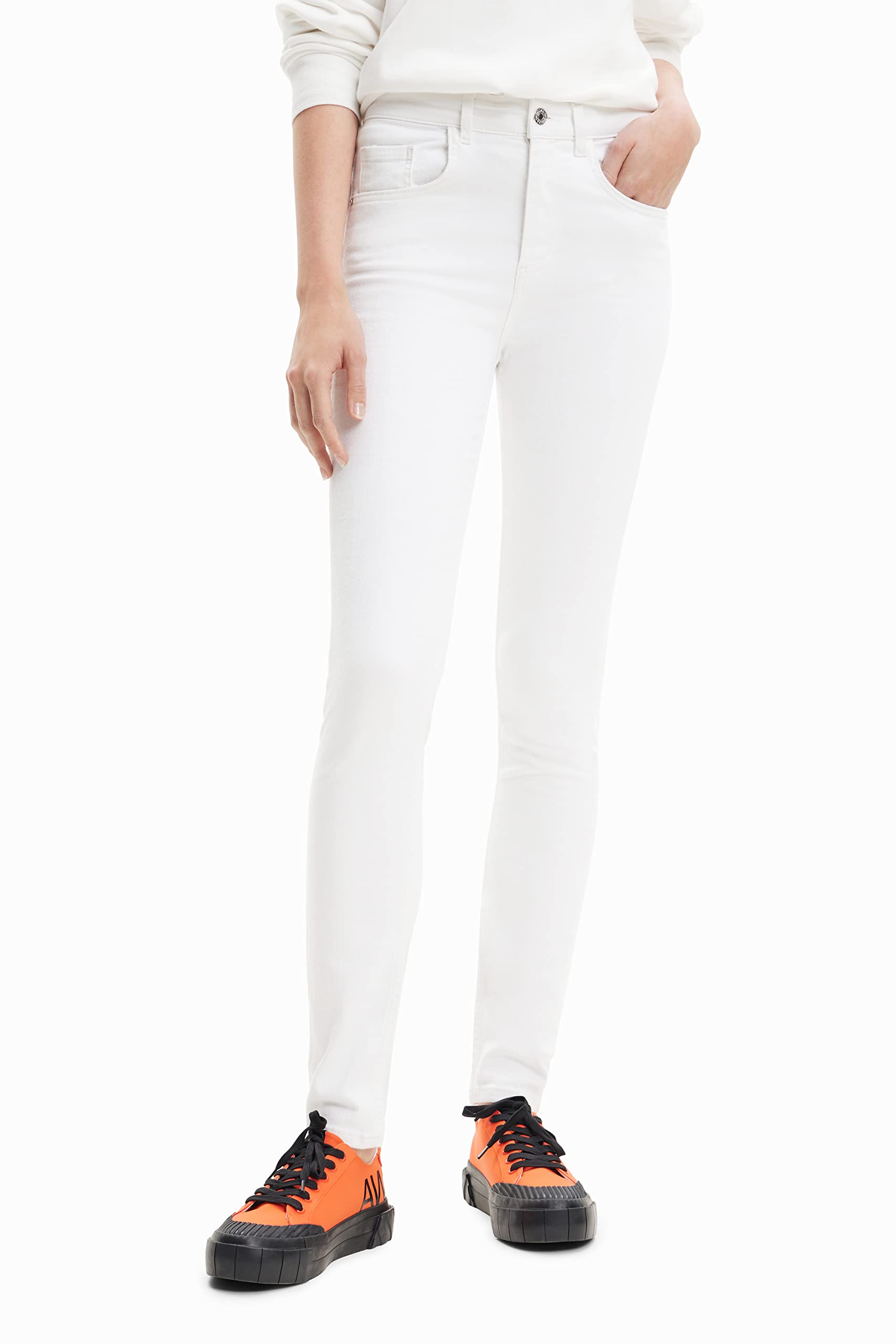 Desigual Women's Casual Pants, White, 8