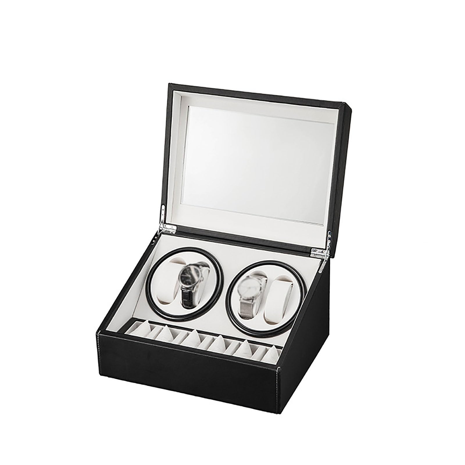 YNIYUJKL Watch Winder Automatic Watch Winder Watch Winder Shake Table Device Mechanical Watch Shaker Watch Winding Box 4+6 Automatic Watch Box Winding Box Turntable Box Swaying Table,Black-A
