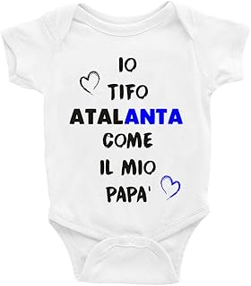 Puzzletee Body da Neonato Io tifo nerazzurro Come Il Mio Papa' - Pagliaccetto in Cotone - Calcio - Sport - Idea Regalo