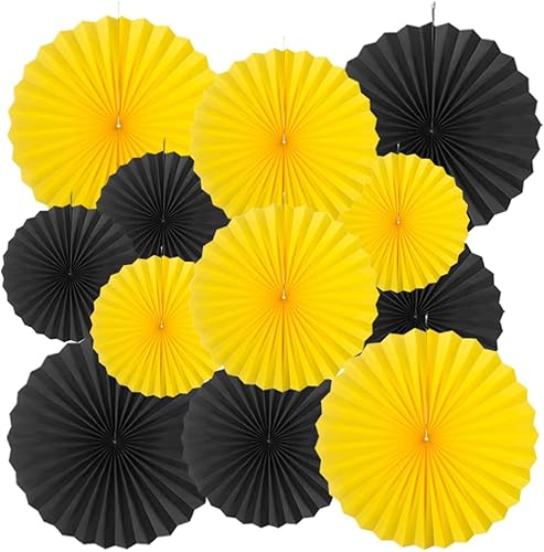 Miniatura 72 de MOWO Abanicos de papel rosa y naranja intenso, decoración de pared para colgar en el techo, decoración para otoño, otoño, Acción de Gracias, baby