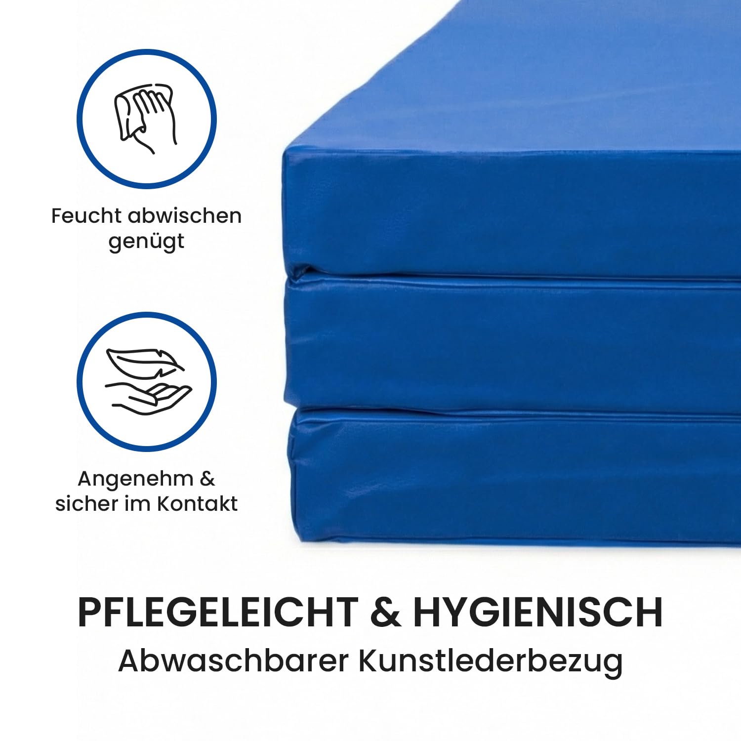 Jeflex - klappbare Weichbodenmatte & Turnmatte 210 x 100 x 8 cm MADE IN GERMANY/Gymnastikmatte tragbar/platzsparende Fitnessmatte & Yogamatte/Spielmatte für Kinderzimmer