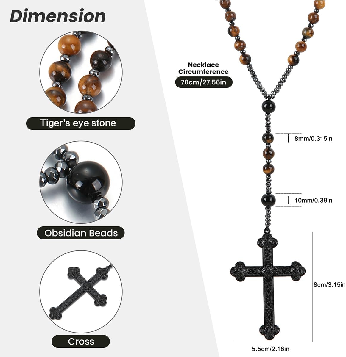 Rosary Beads, Black Rosary for Men, Rosarios Catolicos Para Mujer,Long Cross Necklaces, Prayer Beads Christian Necklace - Image 2