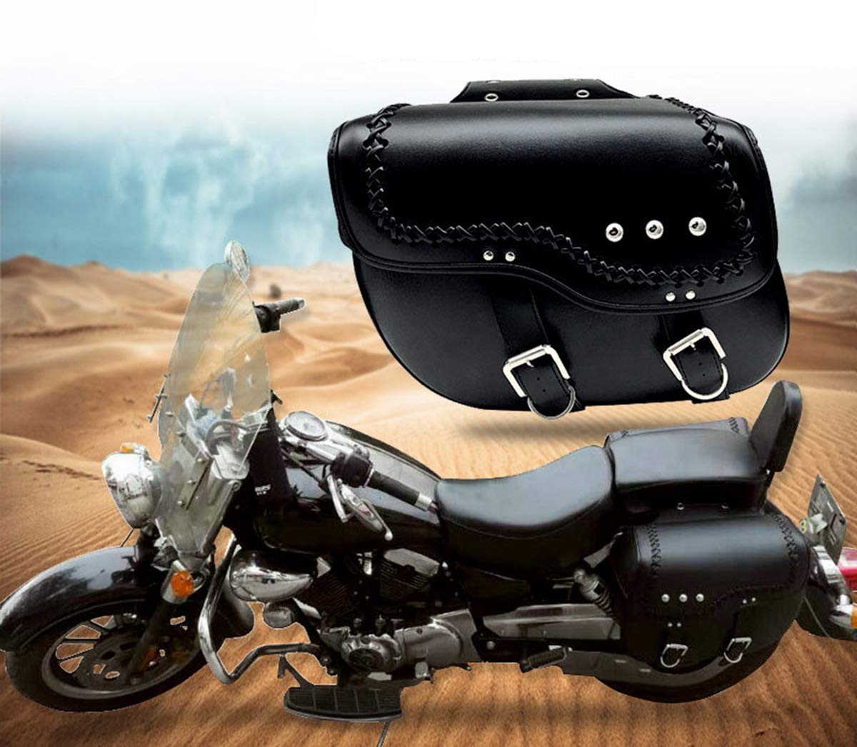 Amazon | GSロゴ バイク用 アメリカン サイドバッグ 大容量収納 高級品 