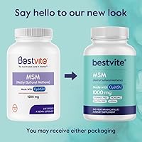 Vista 7 de BESTVITE MSM 1000 mg fabricado con OptiMSM (240 cápsulas) - Sin estearatos - Sin OMG - Sin gluten - Soporte para las articulaciones