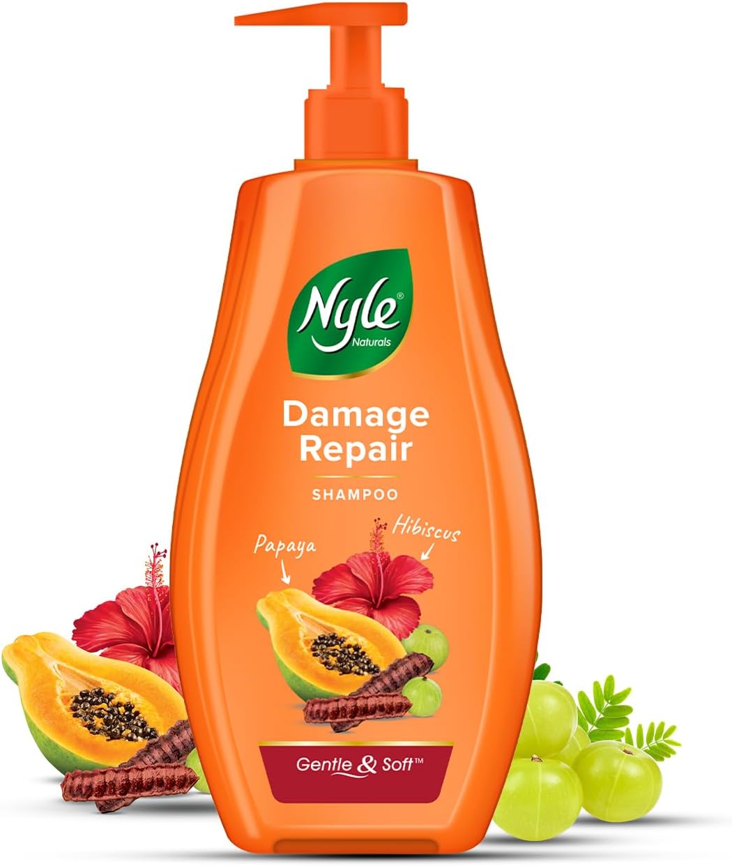 Nyle Naturals Damage Repair Anti Hairfall Shampoo, With Shikakai And Hibiscus, Gentle And Soft Shampoo, Ph Balanced And Paraben Free, For Men And Women,800Ml