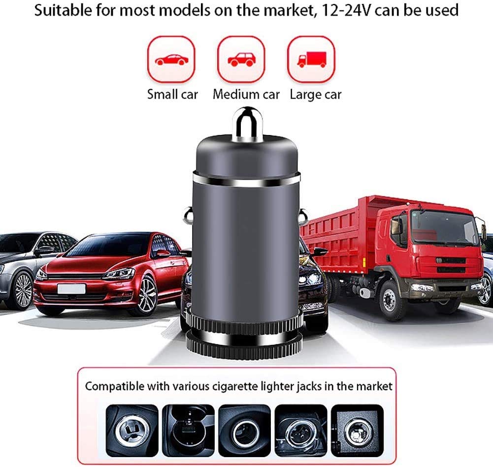 Cargador de Coche, Cargador de automóviles 4.8A, Cargador de Coche rápido Dual USB Puerto Cigarrillo Encendedor de Cigarrillos Adaptador de divisores 2 zócalo