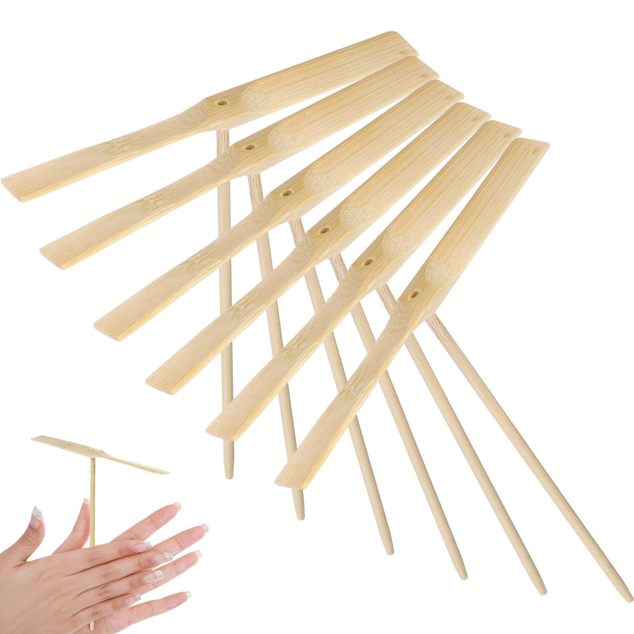 NOLITOY Balance Dragonfly Toy Balance Toy for Boys and Girls – Wooden Hand-Push Flying Dragonfly to Exercise Children's Brain Creative Outdoor Wind Twirler for Lawn Garden Play (10Pcs)