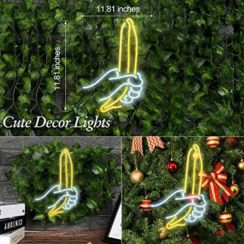 Neon Signs Banana Neon Light Sign Real Glass Neon Sign Neon Lights Neon Wall Sign Real Neon Decorative Light for Home Bedroom Room Decor Bar Office Halloween Party - Thumbnail 6