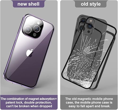 Miniatura 6 de Funda antiespía para iPhone 15 Pro, con protector de pantalla de privacidad integrado y protector de cámara, parachoques de metal magnético a prueba