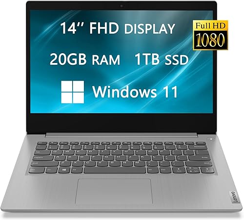Lenovo - Laptop Ideapad 3i actualizado 2023 para estudiantes y negocios, computadora FHD de 14 pulgadas, Intel Core i3-1115G4, 20 GB de RAM, 1 TB