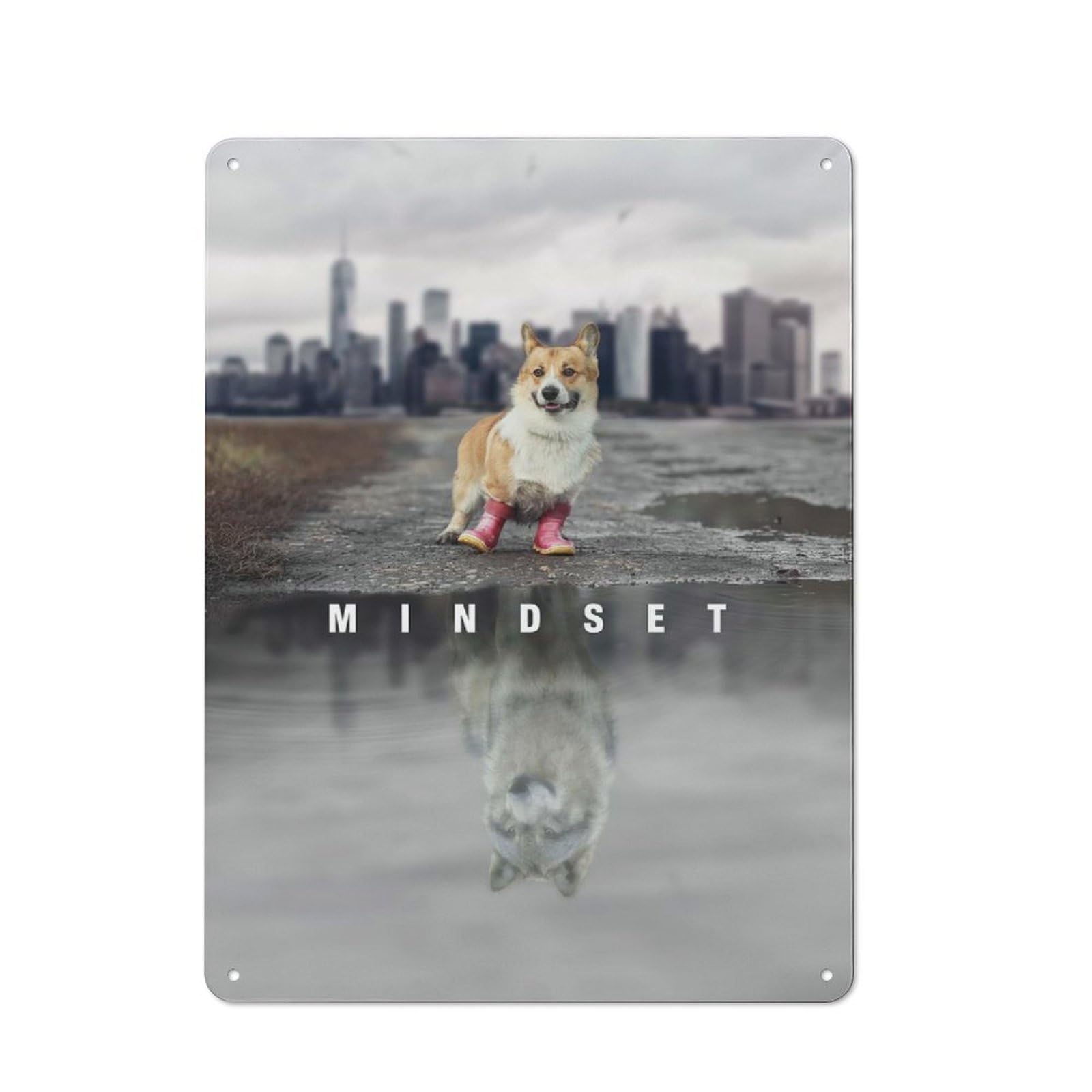 Junmoney Style-21 Tin Wall Plaque 40X30cm With Mindset Is Everything For Studio Or Craft Room, For Kitchen, Dining Room And Home Bar Wall Decor