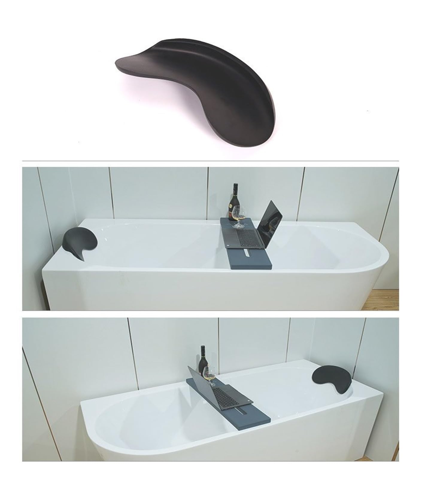 Reposacabezas De Almohada De Bañera Almohada Cervical Impermeable Y Antideslizante para Bañera Ideal para Hoteles Y El Hogar(Negro)