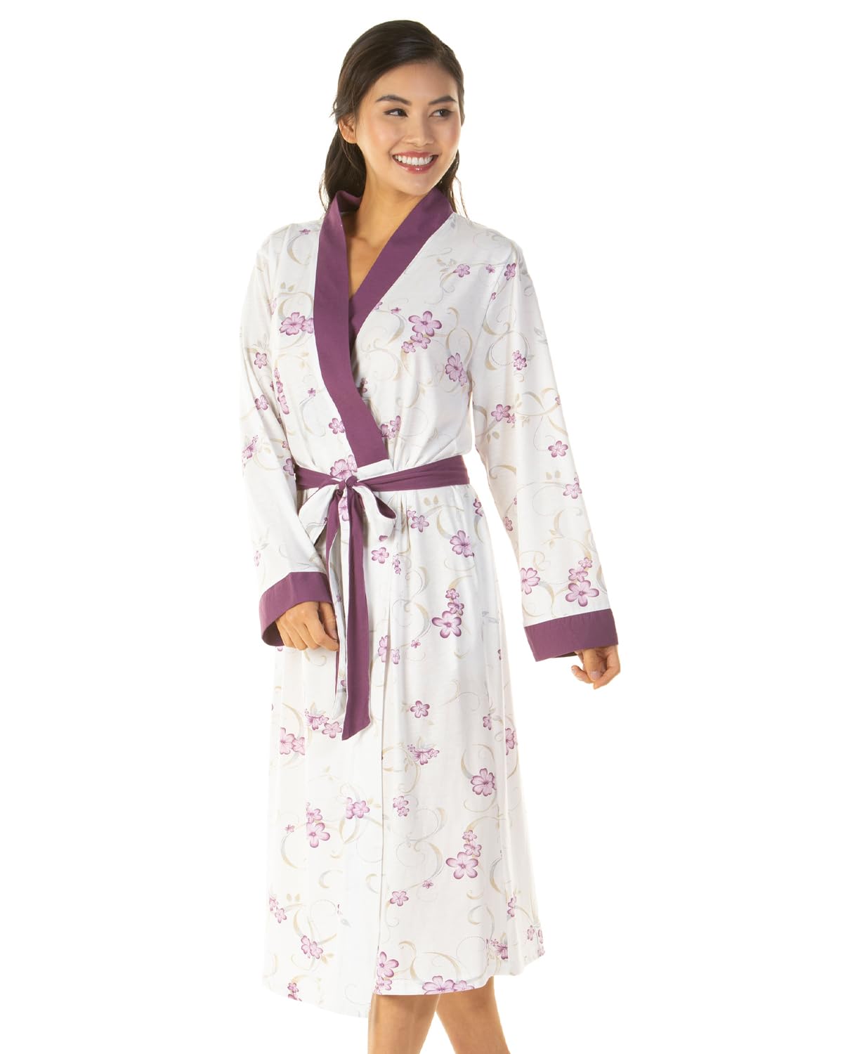 Slumber Hut Ladies Jersey Polycotton Long Dressing Gown (22/24, Purple)